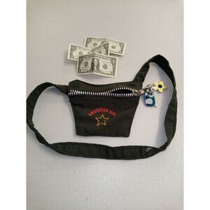 Vintage American Girl Pleasant Co Doll Army Green Canvas Bag w/Key Fob & Money